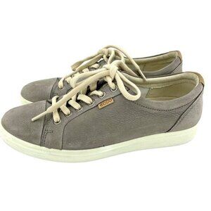 ECCO Soft 7 Grey Soft Suede Leather Lace Up Sneakers SZ 38 EU 8